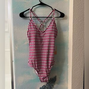 NWT Kona Sol Red, White, and Blue One Piece Bathing Suit